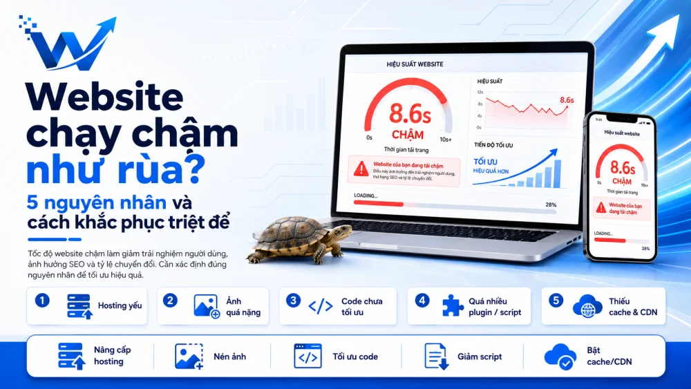 Website chạy chậm như rùa? 5 nguyên nhân và cách khắc phục triệt để.