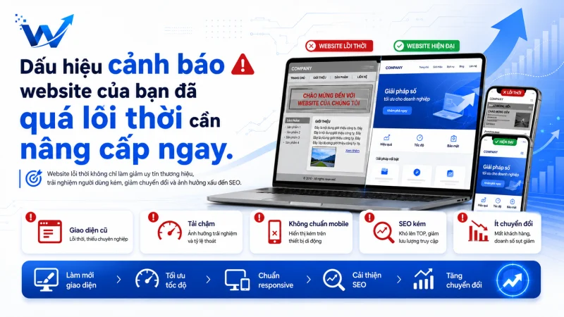 Dấu hiệu cảnh báo website của bạn đã quá lỗi thời cần nâng cấp ngay.